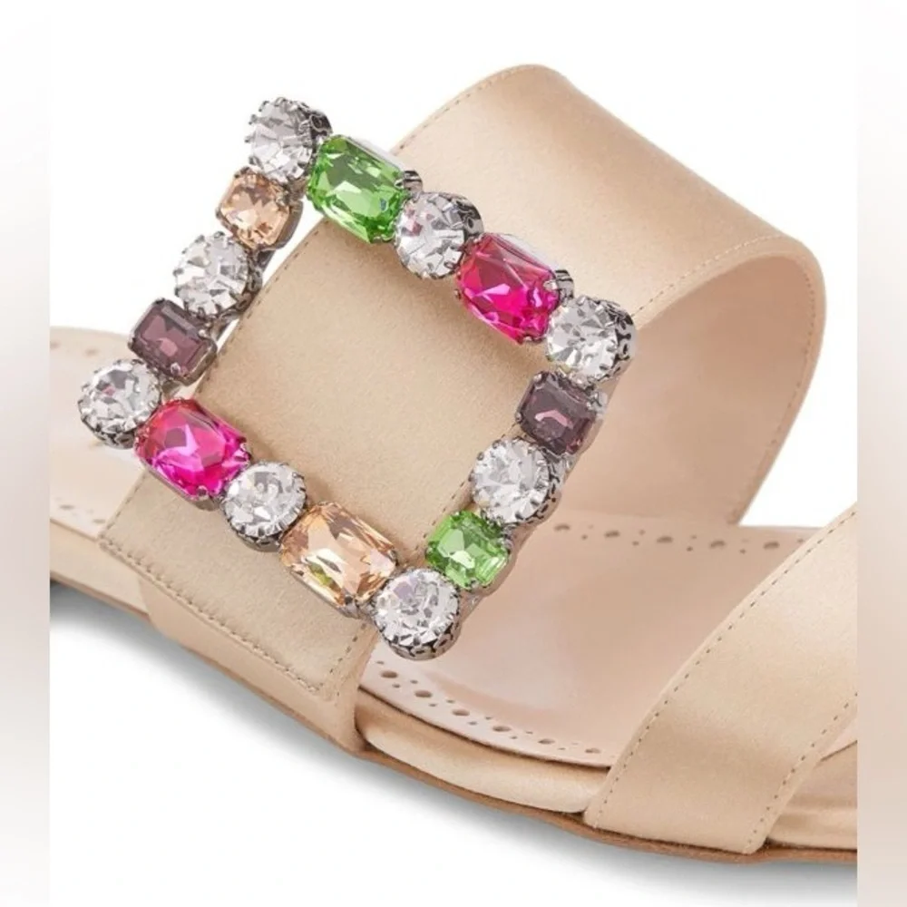 MANOLO BLAHNIK Verda Jewel Embellished Satin Sandals